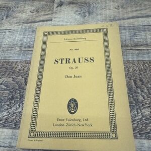 Strauss Don Juan Op.20 Pocket Score #440 Edition Eulenburg England VTG